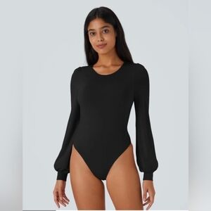 HALARA Classic Black Puff Sleeve Bodysuit NWOT